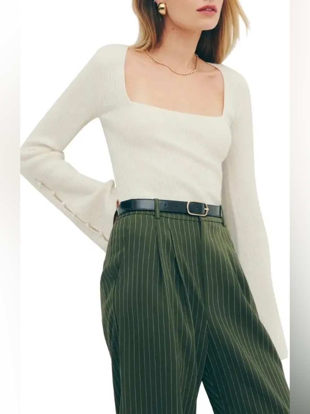 Reformation Emanuele Recycled Pearl Button Cashmere Sweater ❤️NWT❤️